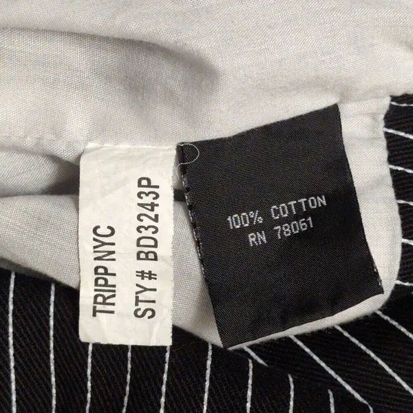 Tripp NYC Black White Striped Asymmetrical Zip Biker Jacket Moto Size M - Image 7