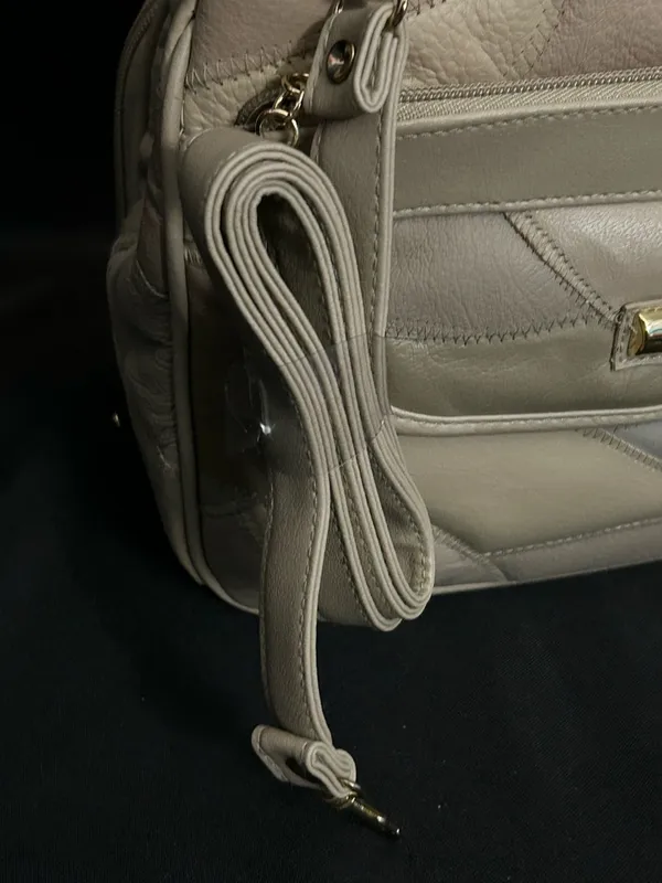 Neutral Patchwork Satchel Handbag Purse Taupe/Cream NWOT - Image 10
