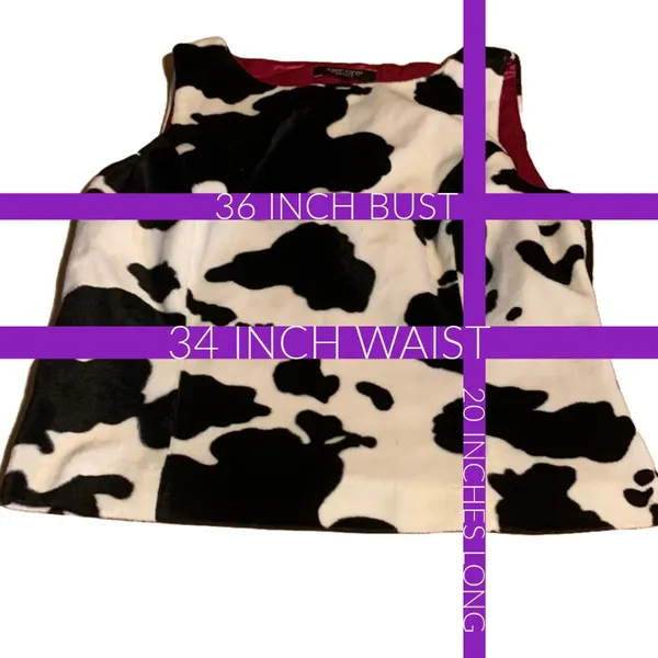 Karen Kane Y2k White & Black Faux Fur Cow Print Blouse Top (10) - Image 11