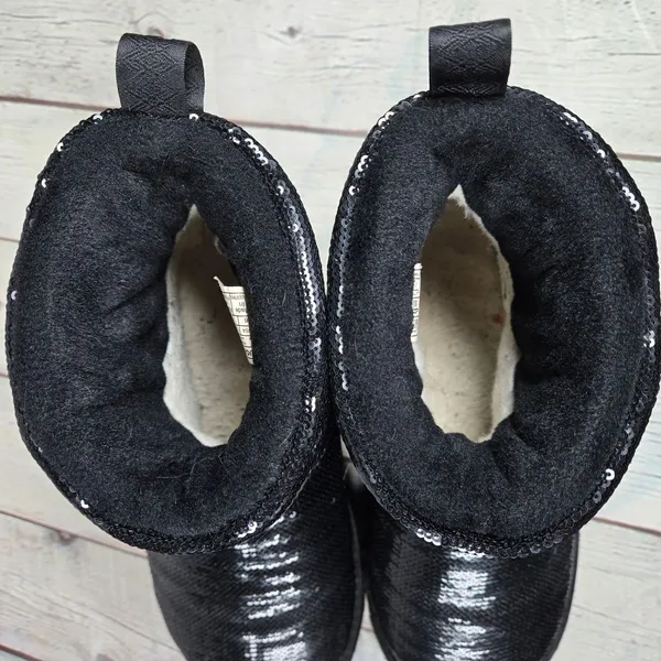UGG Women's Black‎ Sequin Mini Mirror Ball Bootie Boots Size 6 - Image 8