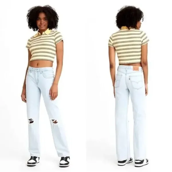 Levi's Low Pro Women's Jeans in Charlie Won Light Wash Distressed Size 29 - Image 15