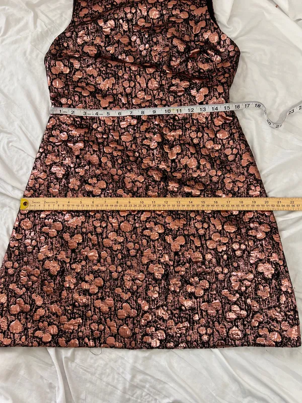 NWT Alice + Olivia Pink Black Metallic Floral Jacquard Dress Size 12 - Image 9