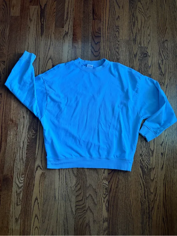 YEAR OF OURS Sky Blue Oversized Crewneck Sweatshirt XS/S 100% Cotton - Image 4