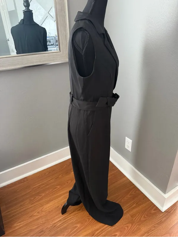 Petal & Pup Sienna Sleeveless Belted Wide Leg Jumpsuit Minimalist Black Medium - Image 5