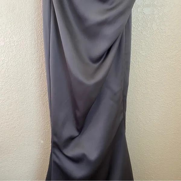 House of CB Fleur SHADOW SATIN STRAPLESS GOWN corset gray maxi dress size L NWOT - Image 5