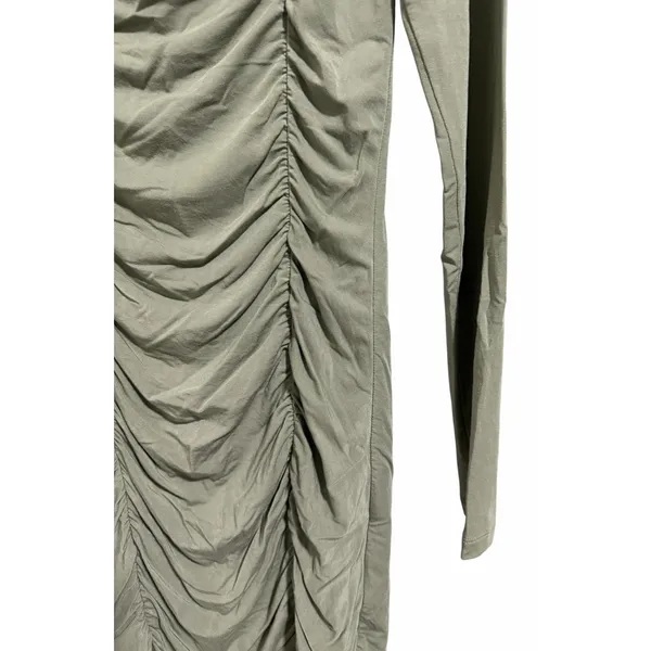 Wilfred Aritzia Lydia Ruched Mini Bodycon Dress‎ Sage Green Women's Size Small - Image 10