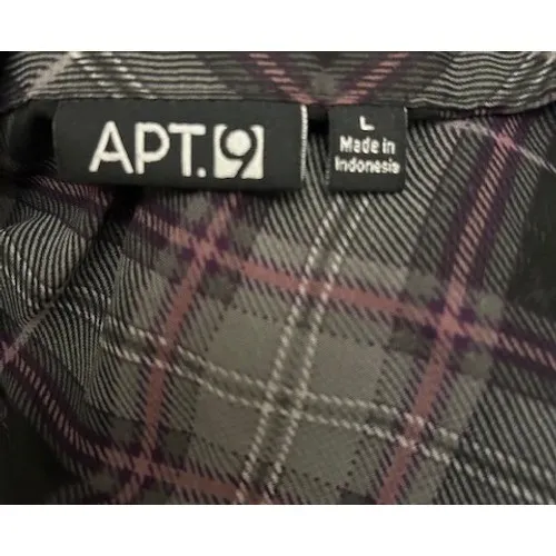 APT 9 Women's L Black Plaid‎ Ruffle Sheer Top w/ Black Tank Top Soft Goth Grunge - Image 4
