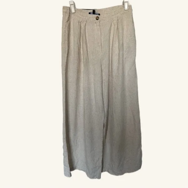 Anthropologie Aakaa‎ Cream Womens Wide-Leg Pants Size Large - Image 4