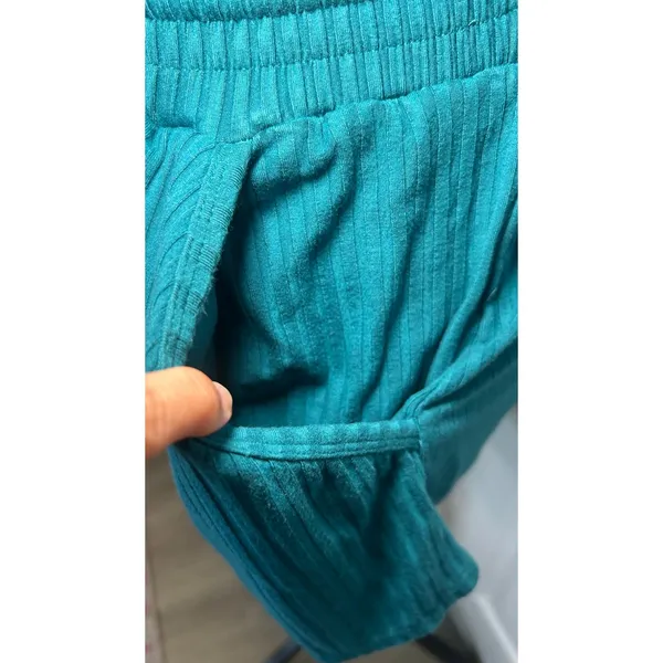 FP Movement‎ Blissed Out Romper S Teal Ribbed Cutout Activewear Athleisure - Image 3