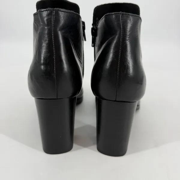 Born Black Leather Ankle Boots Block Heel Side Zip Womens Size 11‎ Comfort - Image 4