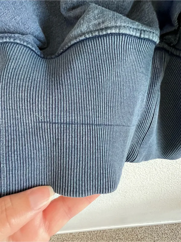 Pilcro Pintuck Sweatshirt Henley Knit Pullover Blue Medium - Image 10