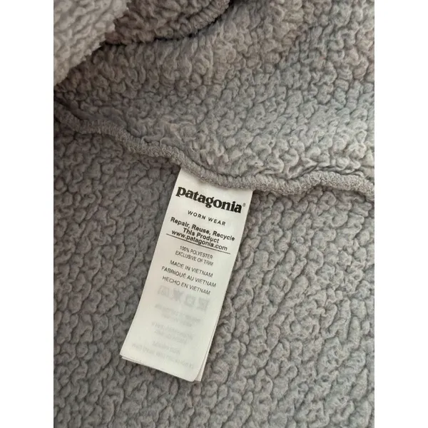 Patagonia Women's Grey Half Zip Jacket Coat Fuzzy Sherpa Size Medium‎ - Image 4