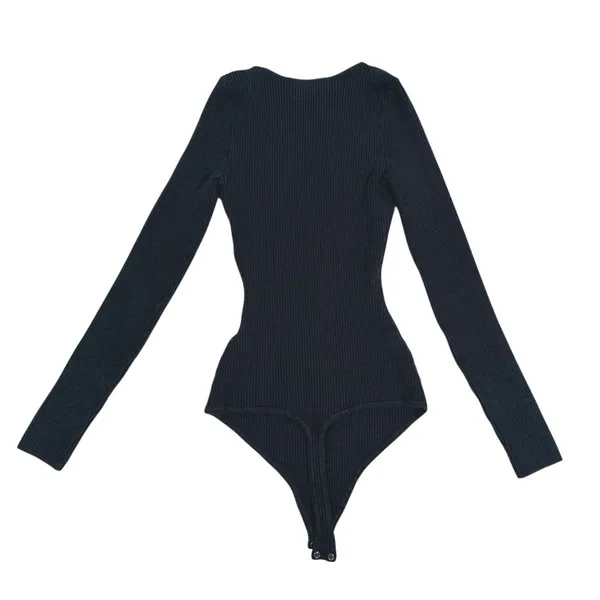 Abercrombie & Fitch Ribbed Square Neck Bodysuit Size XS Black Minimalist Preppy - Image 3