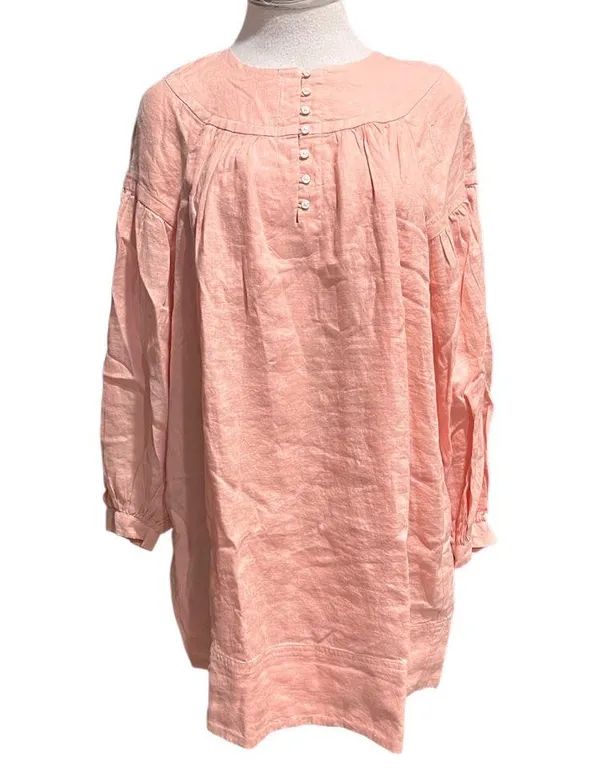 J. Crew Gathered popover dress in linen Peach Clay Size Small NWT - Image 3