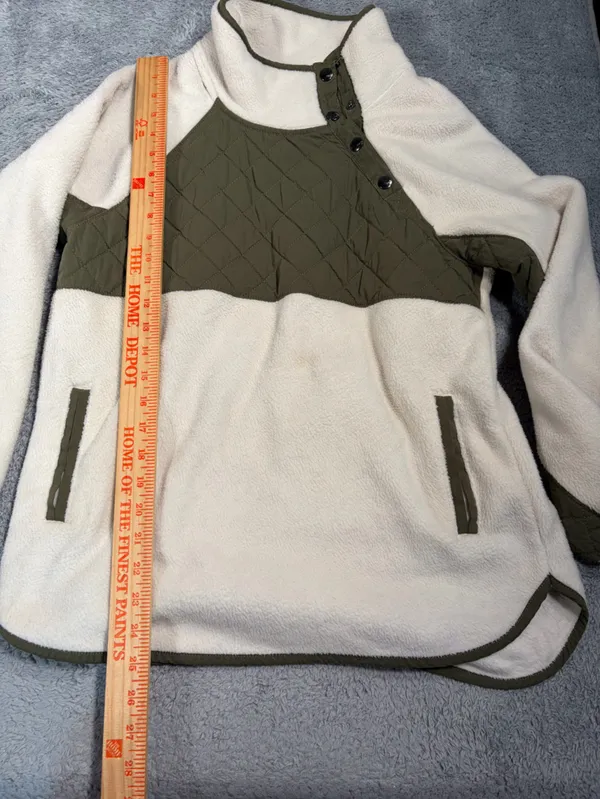 Abercrombie & fitch Olive & Cream Quilted Pullover Sweater fleece small - Image 10