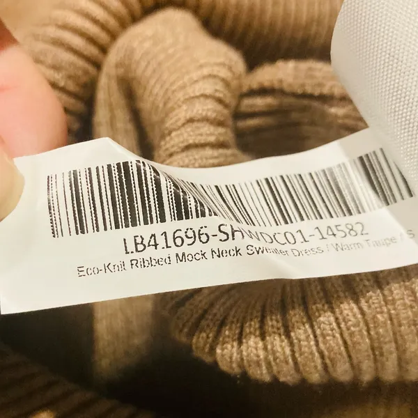 NWT Quince EcoKnit Ribbed Mick Neck Midi sweater dress in warm taupe colorway S - Image 9
