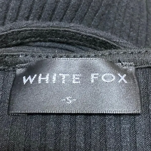 White Fox Women's Black Rib Knit Sleeveless Backless Tie Back Crop Tank Top Sz S - Image 3