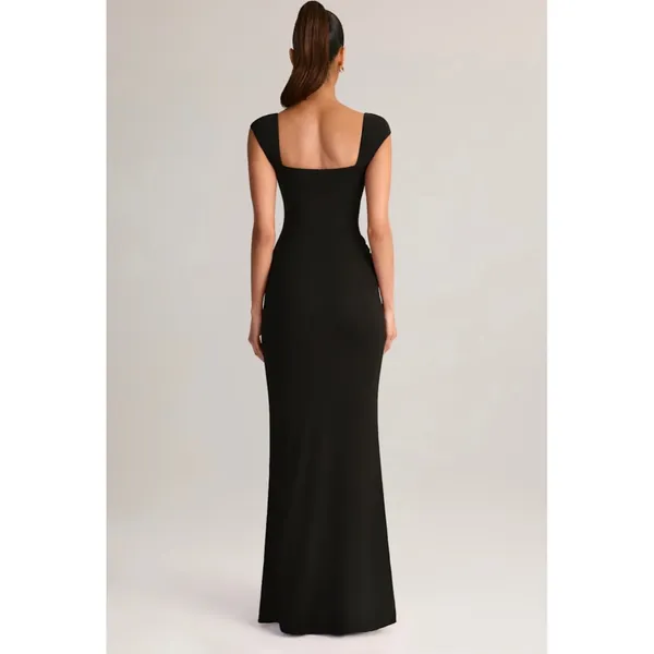 Oh Polly Elva Modal Sweetheart Neck Cowl Waist Maxi Dress in Black Size S New - Image 4