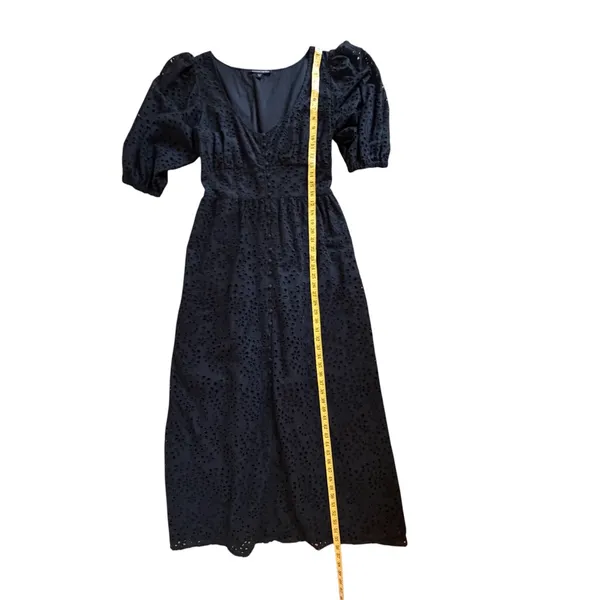 Boston Proper Eyelet Button Front Maxi Dress Size 10 Black Cotton‎ Minimalist - Image 9