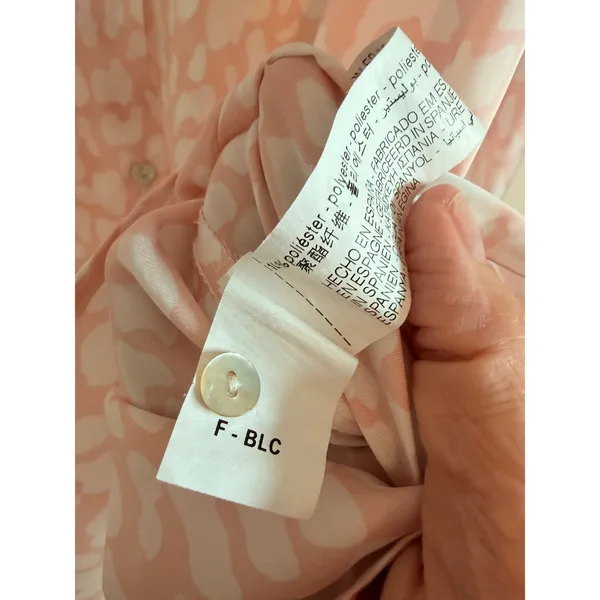 Zara Button Up Shirt Women‎ Small Pink Animal Print Satin Relaxed Blouse - Image 7