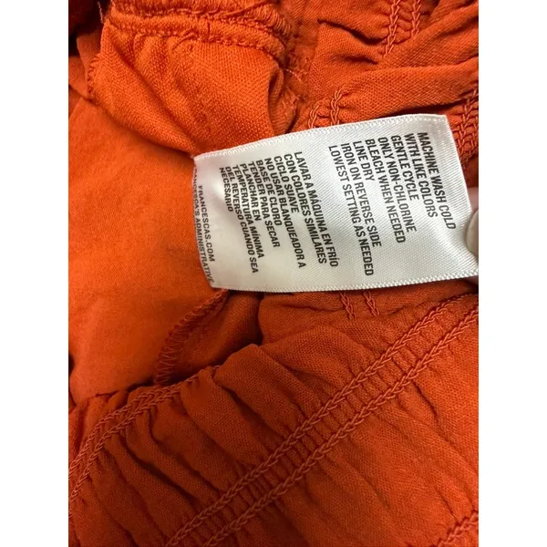 Francesca's Rust Orange Smocked Wide Leg Jumpsuit Long Sleeve Square Neck XL NWT - Image 8