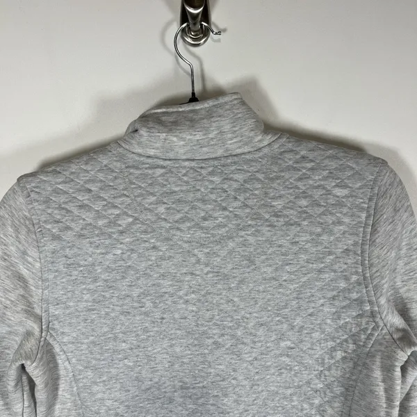L.L. Bean Womens Quilted‎ Quarter Zip Pullover Sweatshirt Long Sleeve Gray SZ XS - Image 9
