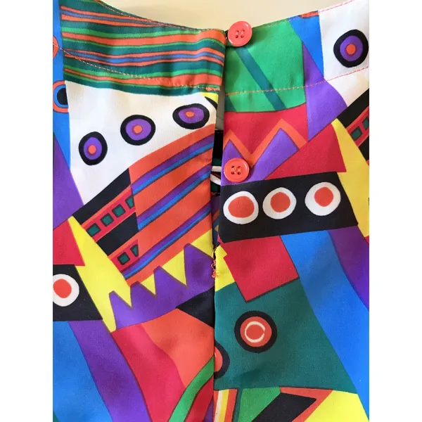 Martinique 90s Geometric Color Splash Short Sleeve Top size Medium - Image 6