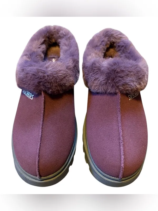 Skechers Shindigs Fortress Clogs Suede with Sherpa lining platform slip ons Y2K - Image 3