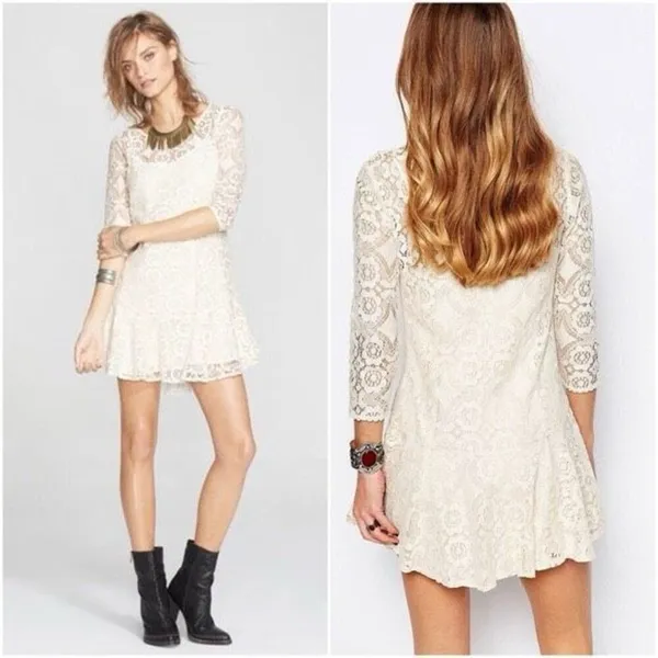 ✨Walking To The Sun Sz 2 Cream Dress in Cream Free People✨ - Image 5