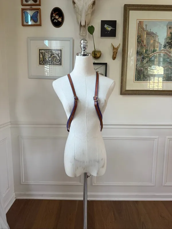 Vintage 80s Carina Intl Inc Waterproof Leather Purple Tan Golf Bag Backpack Nove - Image 4