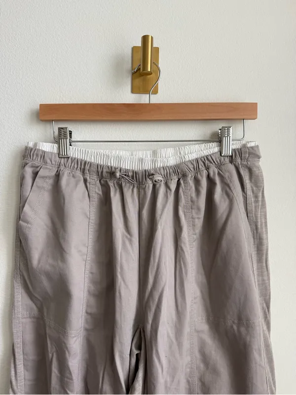 Daily Practice by Anthropologie Parachute Wide Leg Pants Taupe Small - Image 4