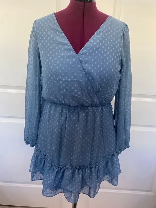 NWT B Smart Blue Long Sleeve Dress Size 9 - Image 3