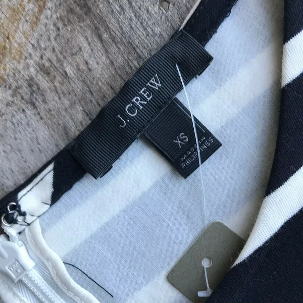 J Crew Ruffled Bell Sleeve Shift Dress Black White Stripe NEW NWT Size XS - Image 8