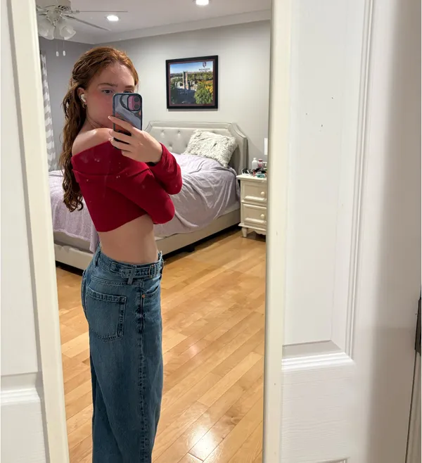 Red Off-The-Shoulder Garage Top - Image 2