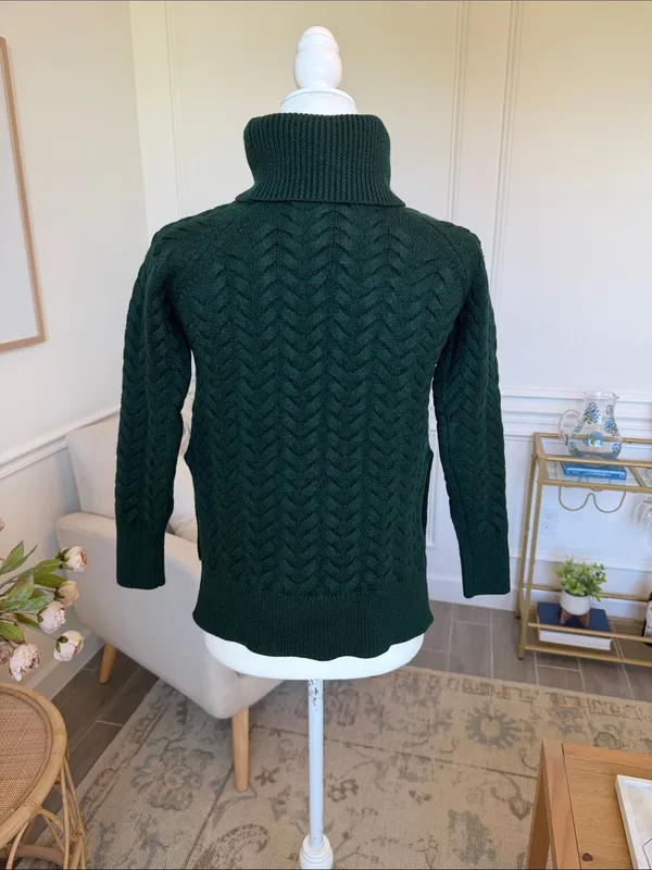 Aritzia Wilfred Free Lin Sweater 100% Wool Roll Neck Green XS - Image 6