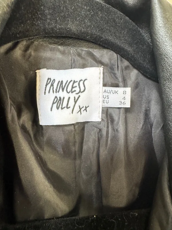Princess Polly “Callie” Oversized Black Faux Leather zipped Jacket sz 4 - Image 10