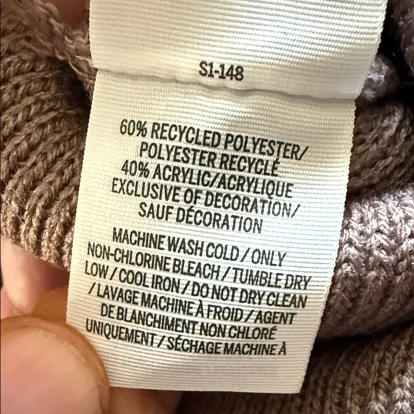 VS PINK Taupe Knit Beanie Sparke Embellished Logo - Image 4