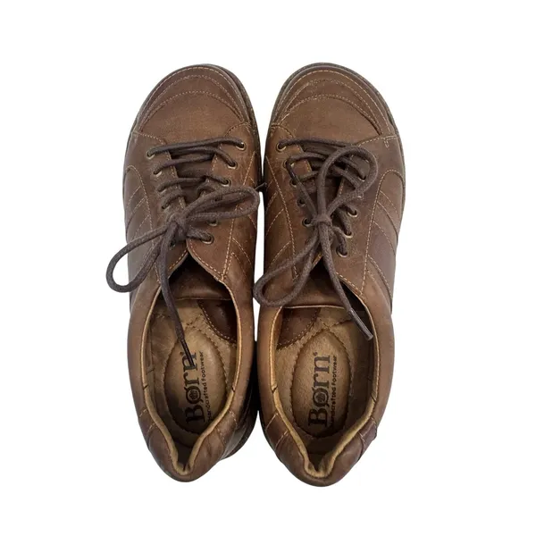 Børn Born Melissa Women's Brown Leather Oxford Shoes Size 9.5 Lace-Up Comfort - Image 3