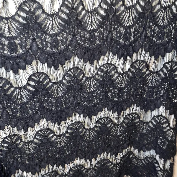 Black Lace Overlay Top Medium High Neck Keyhole Blouse Dark Academia Whimsigoth - Image 4