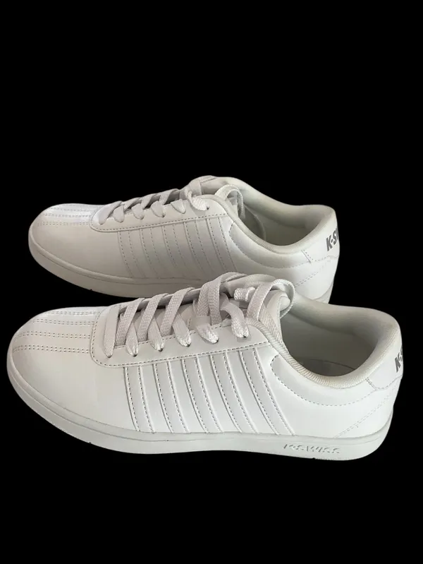 K SWISS Classic Court Open Stripes Sneakers, White, Size 9, NEW with box - Image 3