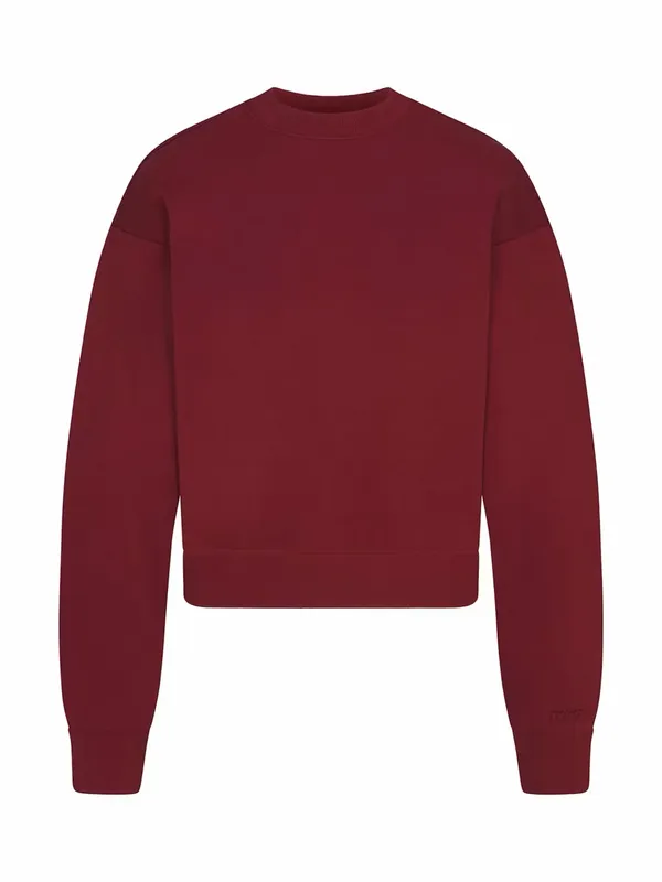 Skims Cotton Fleece classic Crewneck size large Merlot NWT - Image 5