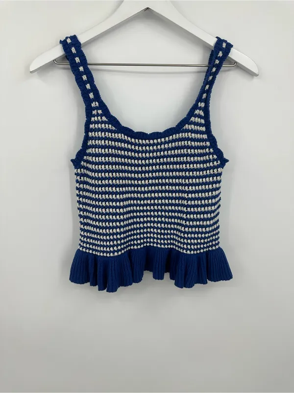 American Eagle Blue Crochet Tank Top Size Small Boho - Image 8