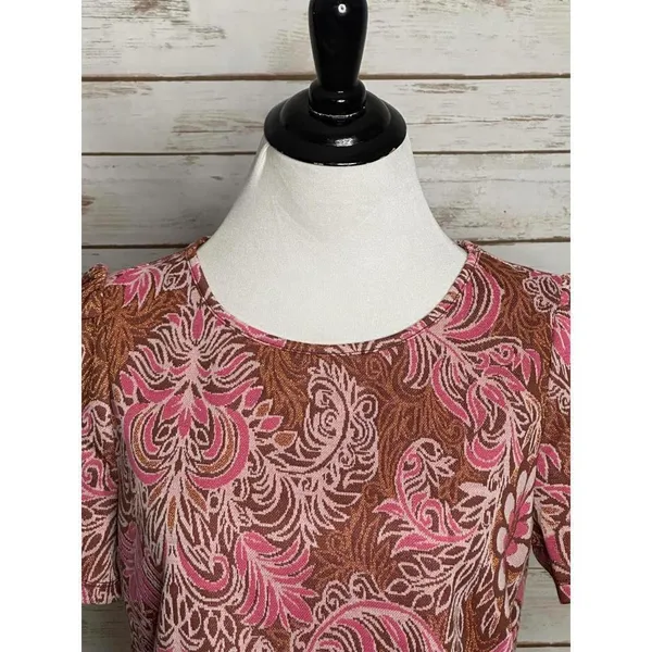 by Anthropologie metallic floral brocade short sleeve top Size Small - Image 2