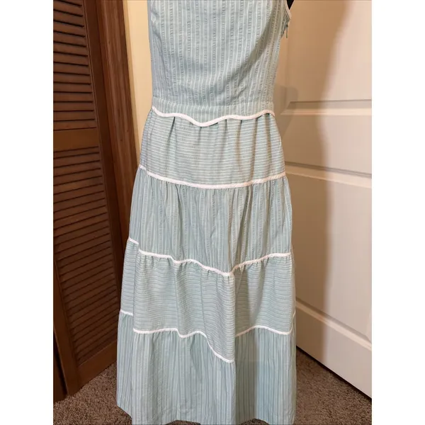 Adelyn Rae Cotton Tiered Maxi Dress Aqua Size Small - Image 2