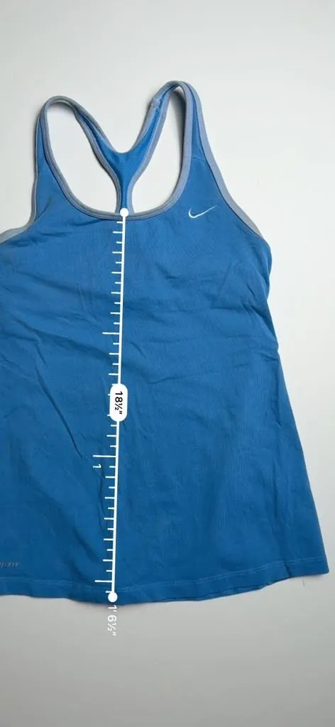 Nike Dri-Fit Women's Blue Built-In Sports Bra Athletic Tank Top - Image 4