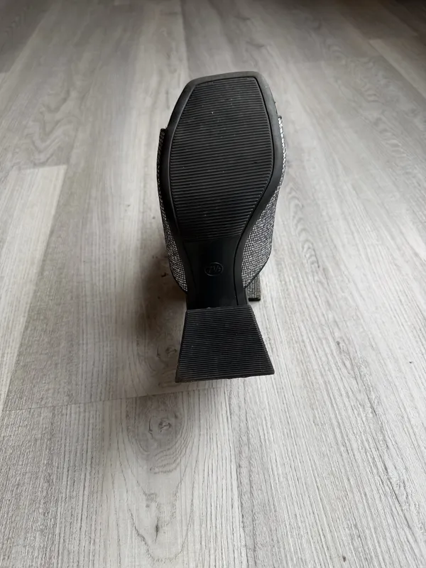 A New Day Black Rhinestone Block Heel Slide Sandals Sparkly Mule - Image 6