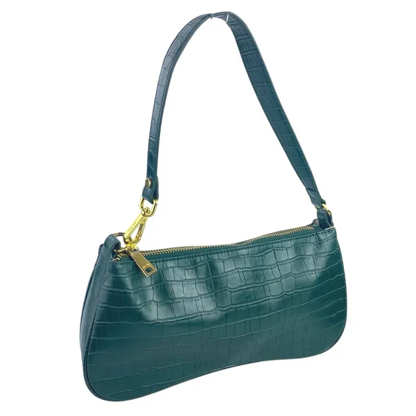 JW Pei Eva Women's Dark Green Croc Vegan Leather Zip Shoulder Bag Handbag OS - Image 2