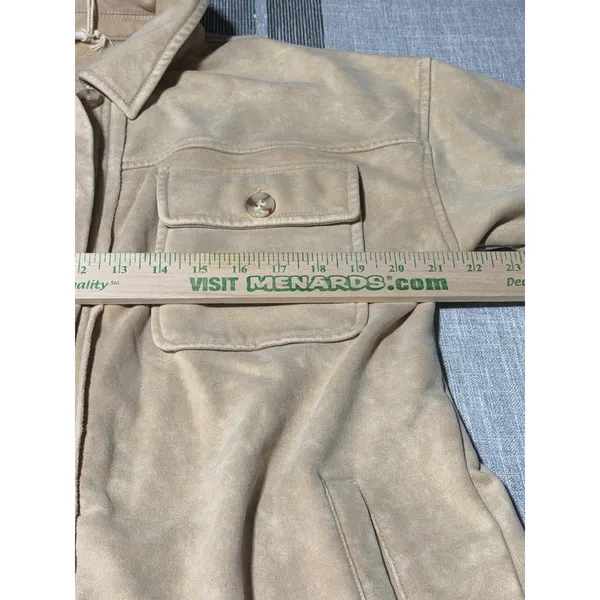 Mystree Tan Longline Shacket Button‎ Down Shirt Jacket Womens Medium - Image 4