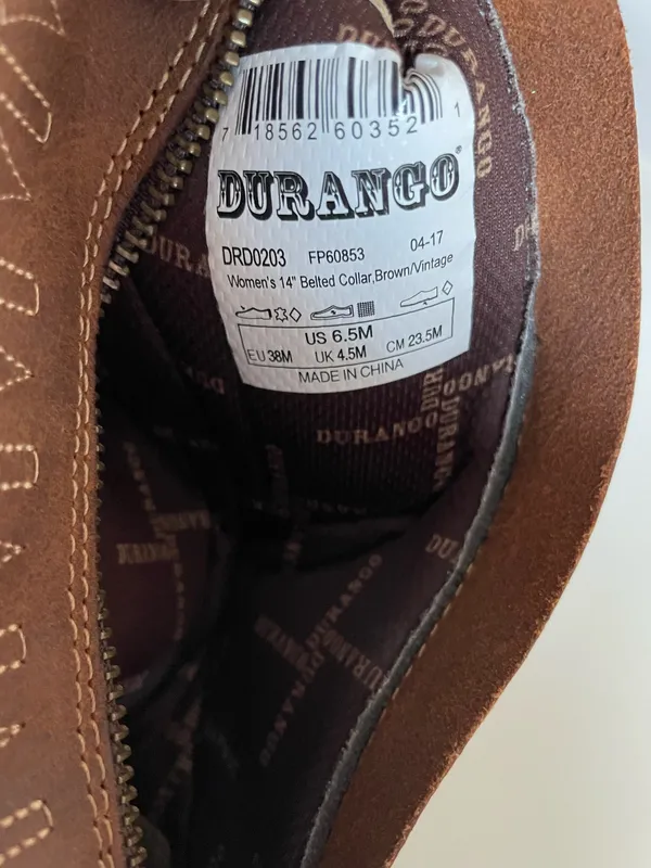 Durango Crush Women's Vintage Brown Belted Collar Western Boot US6.5 Very New Cowbay - Image 10