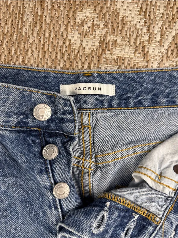 PacSun Distressed Light Blue high rise straight leg Jeans - Image 2